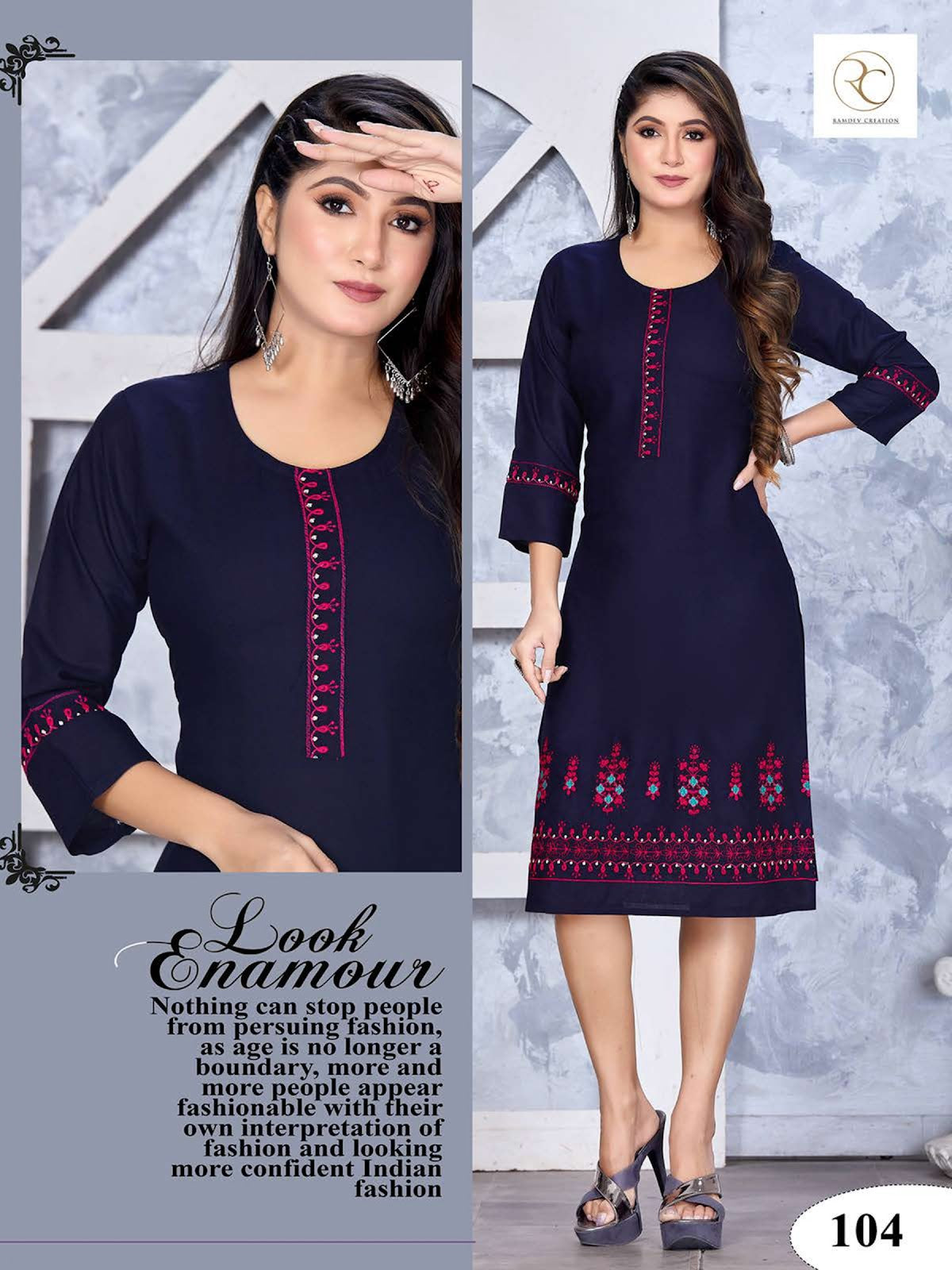 Kashmiri Vol 3 Ramdev Creation Rayon Knee Length Kurtis