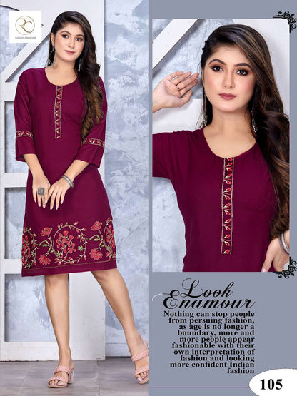 Kashmiri Vol 3 Ramdev Creation Rayon Knee Length Kurtis