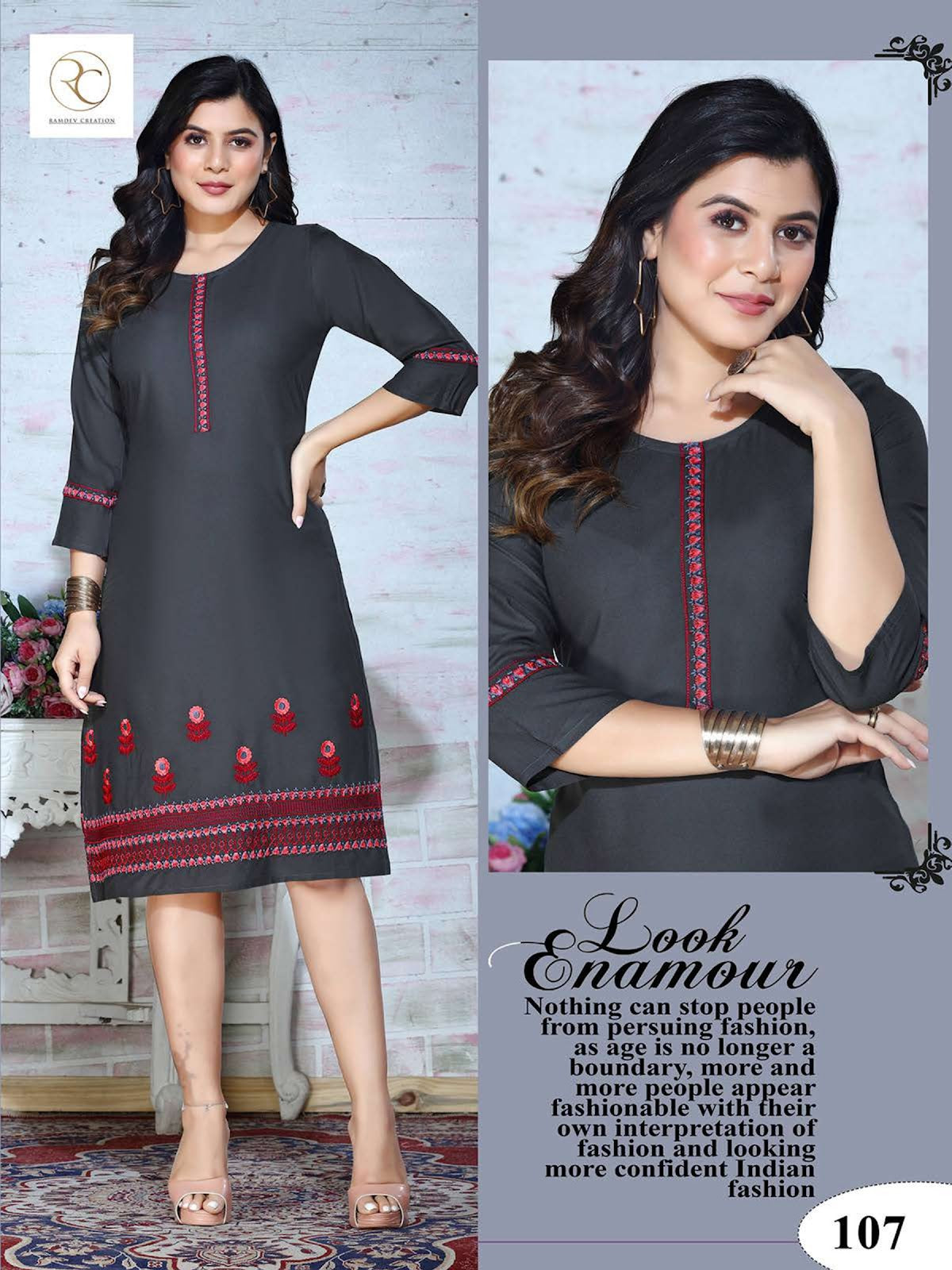 Kashmiri Vol 3 Ramdev Creation Rayon Knee Length Kurtis