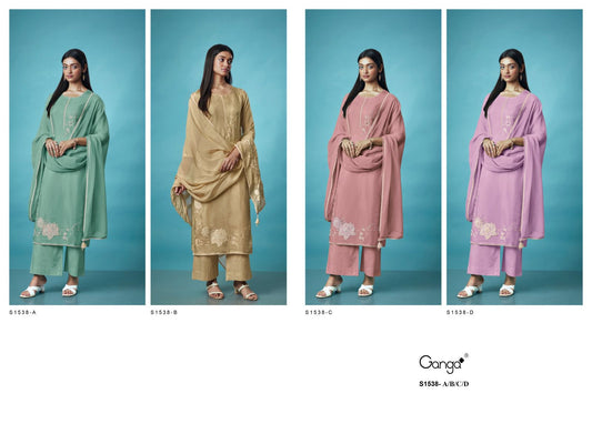 Kashvi-1538 Ganga Habutai Silk Plazzo Style Suits
