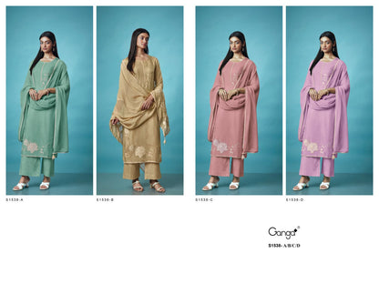 Kashvi-1538 Ganga Habutai Silk Plazzo Style Suits