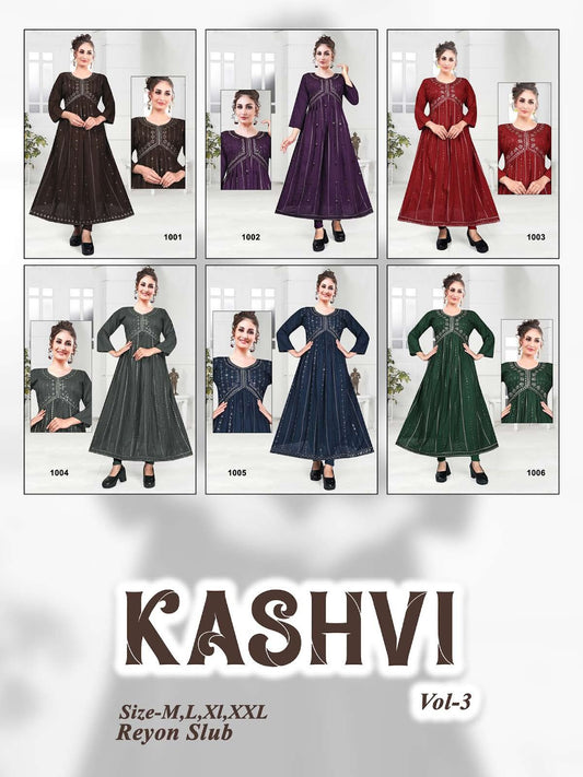 Kashvi Vol 3 Kavinay Rayon Anarkali Kurtis