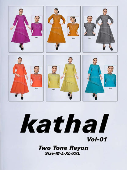 Kathal Vol 1 Kavinay Two Tone Anarkali Kurtis