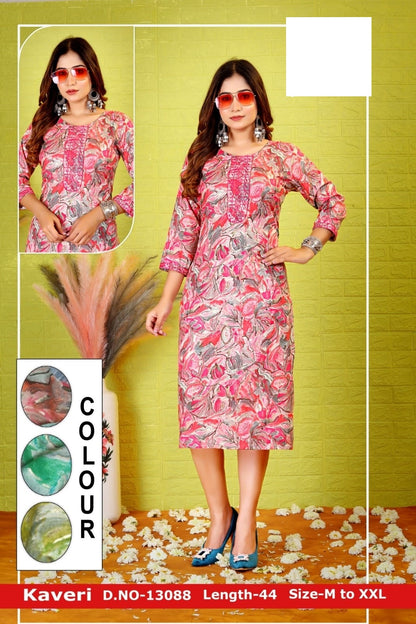 Kaveri-A Zoya Rayon Knee Length Kurtis