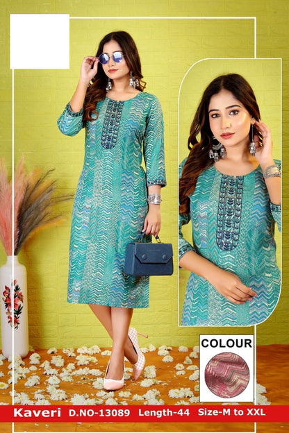 Kaveri-A Zoya Rayon Knee Length Kurtis