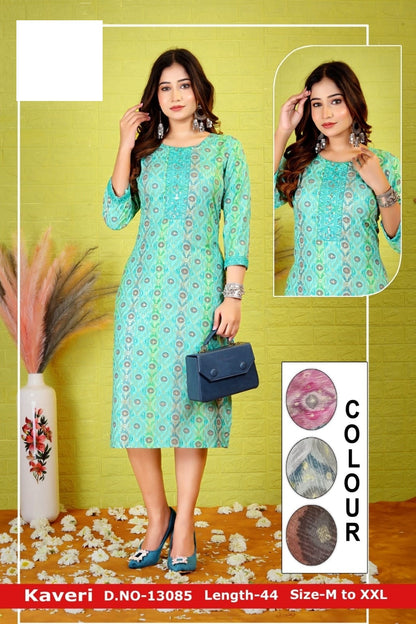 Kaveri-A Zoya Rayon Knee Length Kurtis