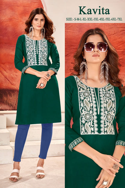 Kavita Sangeet Magic Cotton Knee Length Kurtis