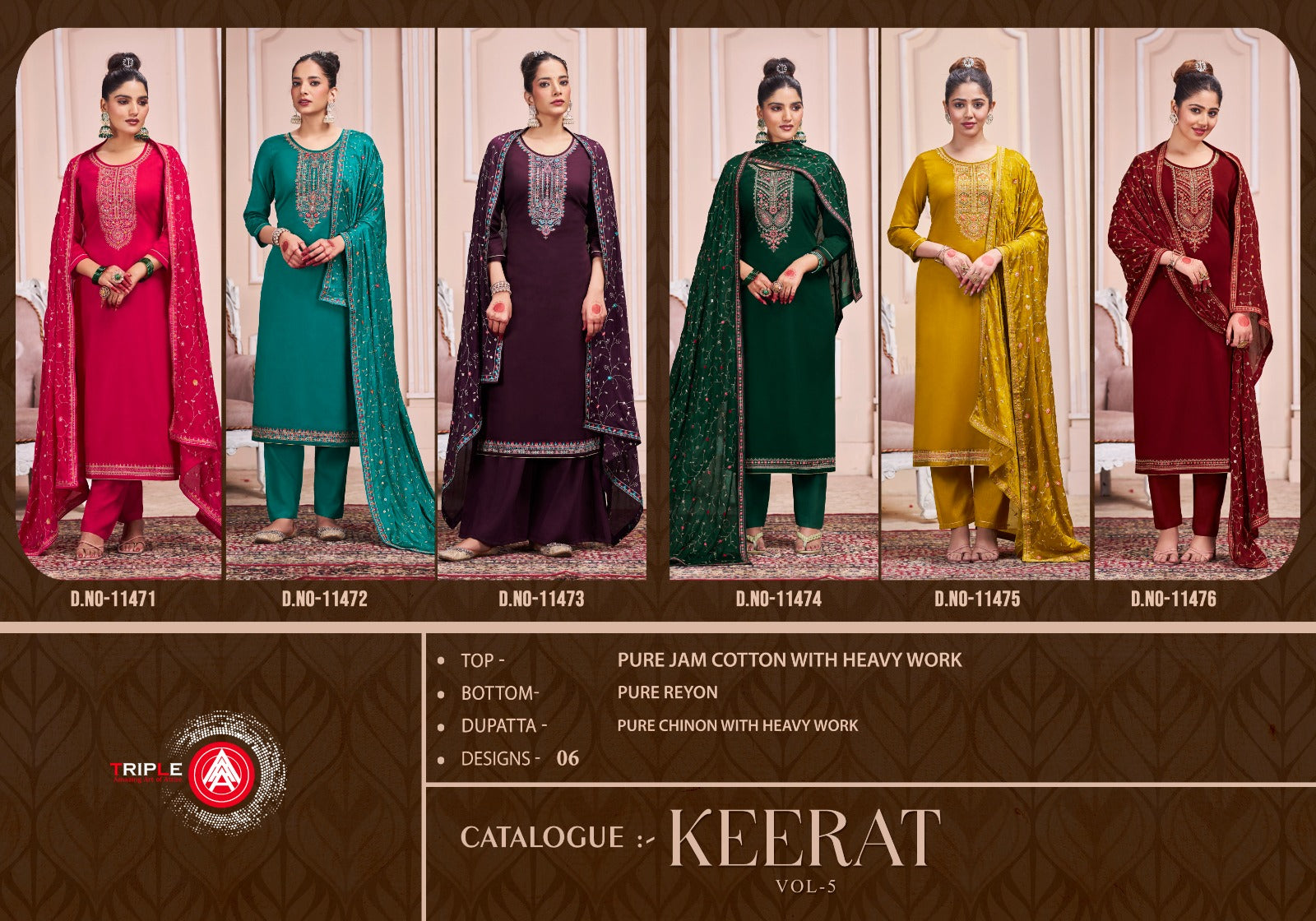 Keerat Vol 5 Triple Aaa Pure Cotton Plazzo Style Suits