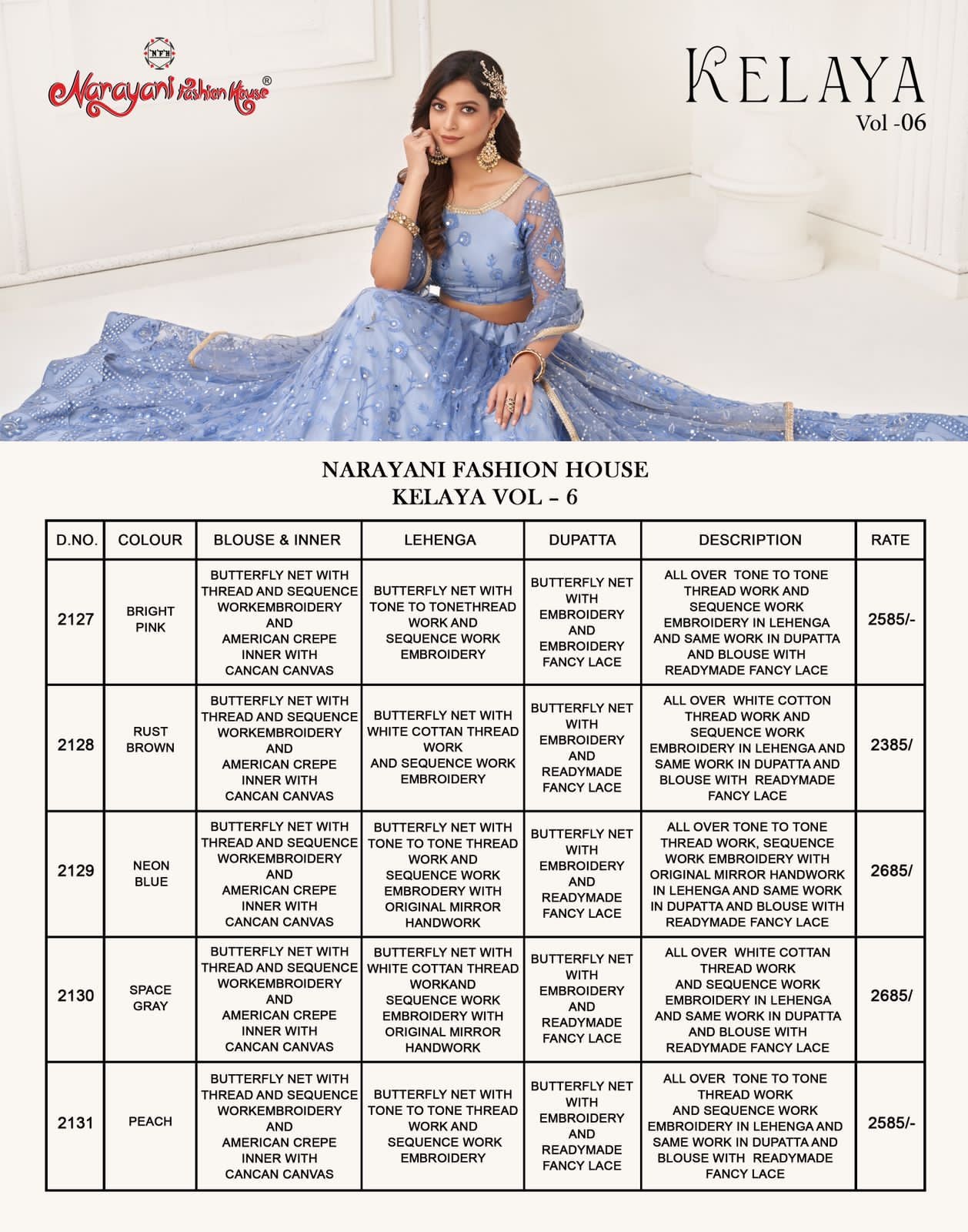 Kelaya Vol 6 Narayani Fashion House Butterfly Net Lehenga Choli