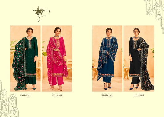 Kesariya Radha Trendz Organza Plazzo Style Suits