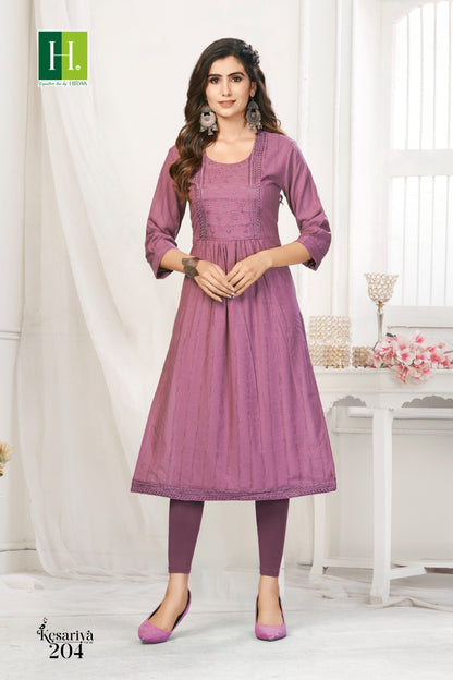 Kesariya Vol 2 H Dot Viscose Rayon Naira Cut Kurtis