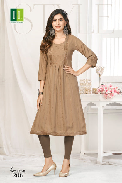 Kesariya Vol 2 H Dot Viscose Rayon Naira Cut Kurtis