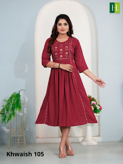 Khwaish H Dot Rayon Anarkali Kurtis