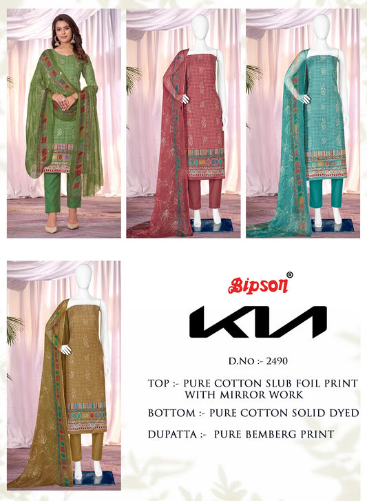 Kia 2490 Bipson Prints Cotton Slub Pant Style Suits