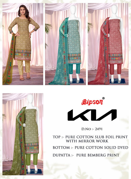 Kia 2491 Bipson Prints Cotton Slub Pant Style Suits