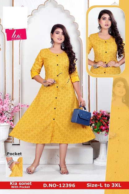 Kia Sonet Zoya Rayon Kurti With Pocket
