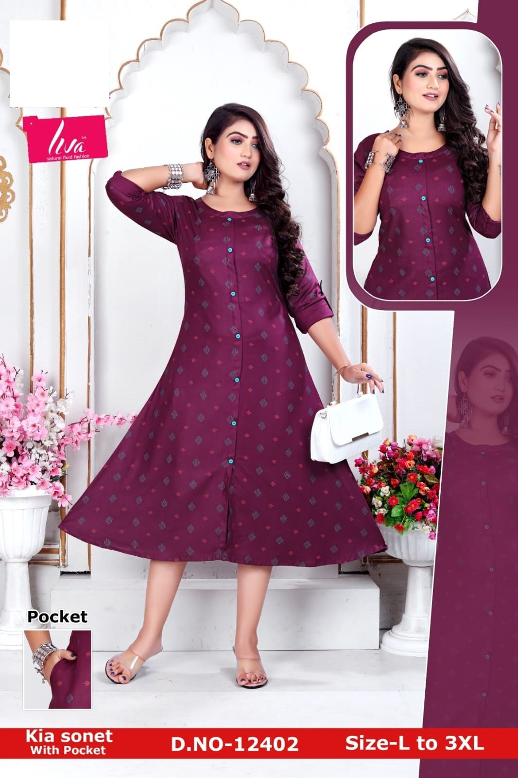 Kia Sonet Zoya Rayon Kurti With Pocket