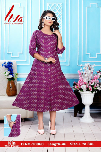 Kia Sonet Zoya Rayon Kurti With Pocket