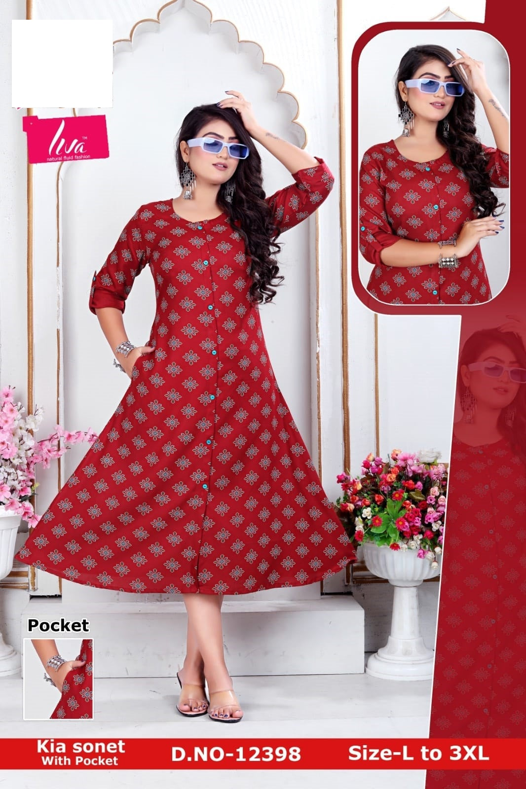 Kia Sonet Zoya Rayon Kurti With Pocket