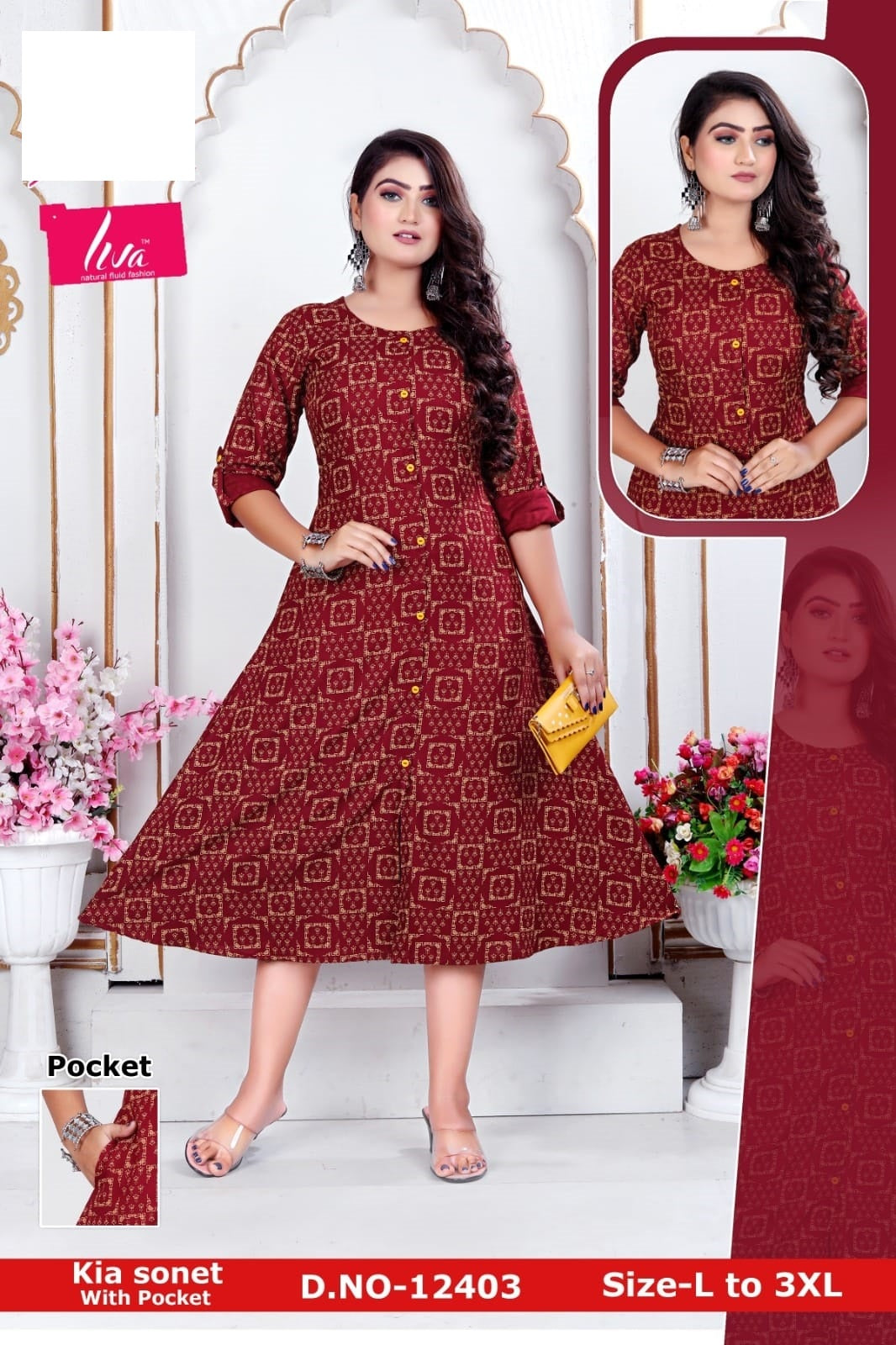Kia Sonet Zoya Rayon Kurti With Pocket