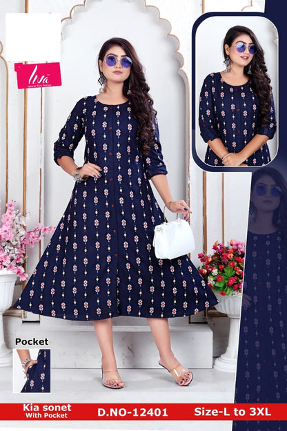 Kia Sonet Zoya Rayon Kurti With Pocket
