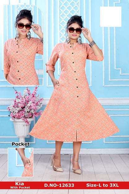 Kia Zoya Rayon Kurti With Pocket