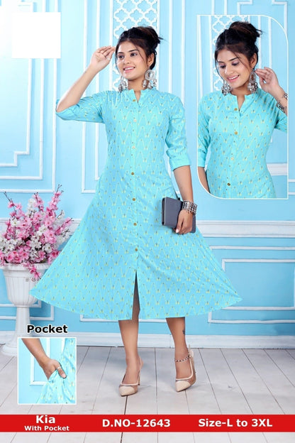 Kia Zoya Rayon Kurti With Pocket