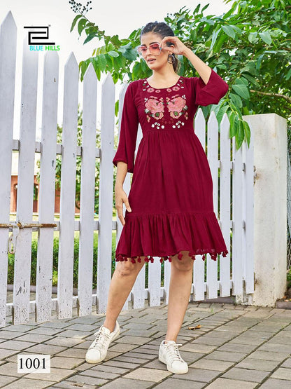 Kiara Blue Hills Rayon Midi Dress