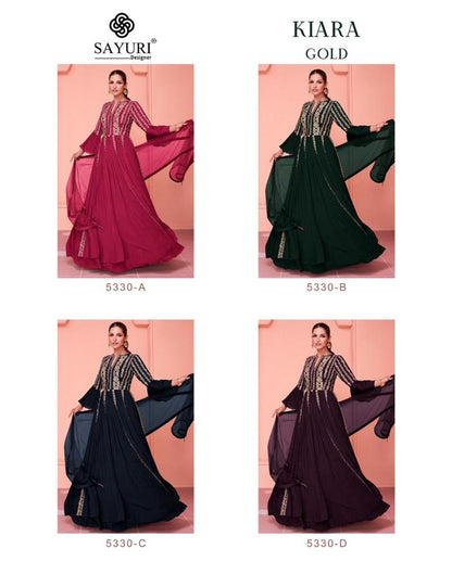 Kiara Gold Sayuri Georgette Gown Dupatta Set