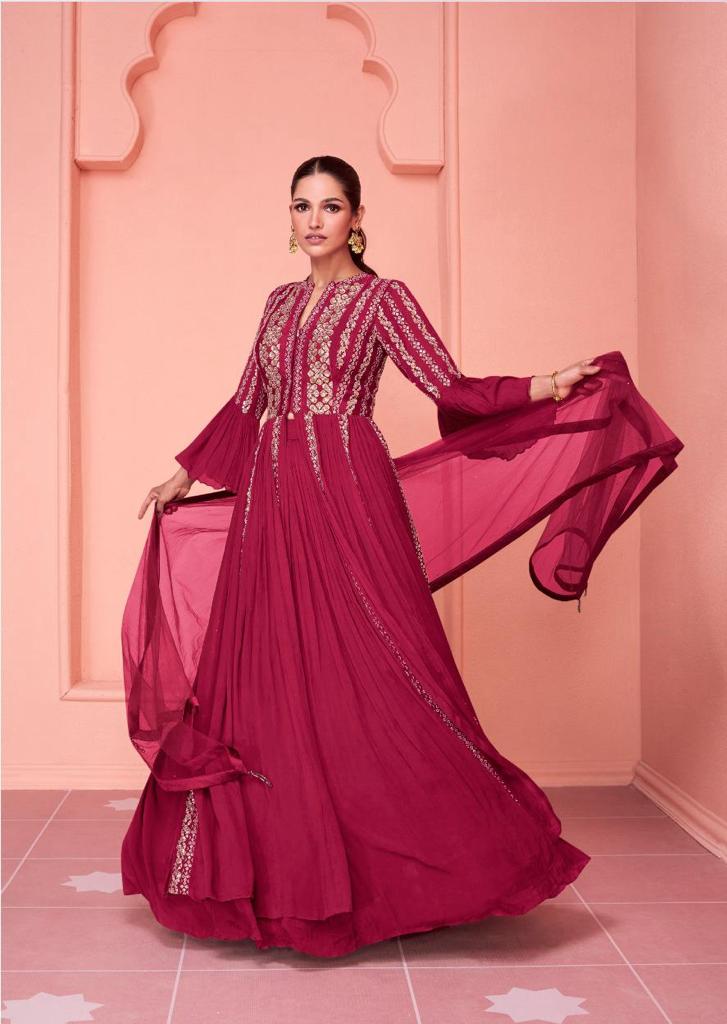 Rutba Khan Designer Sari Style Gown Ready to Drape Dupatta - Vasangini