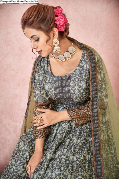 Kimaya Alfaaz Silk Gown Dupatta Set