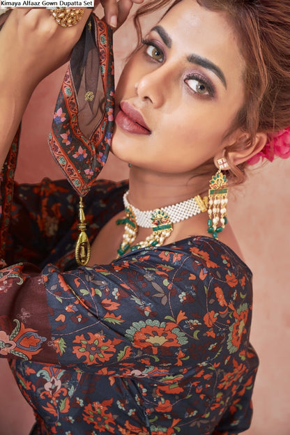 Kimaya Alfaaz Silk Gown Dupatta Set