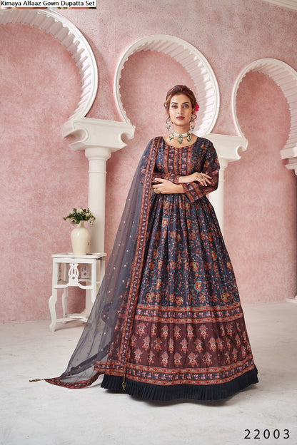 Kimaya Alfaaz Silk Gown Dupatta Set