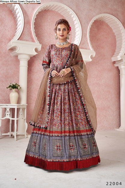 Kimaya Alfaaz Silk Gown Dupatta Set