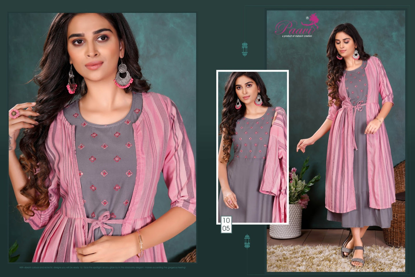 Kimaya Paavi Rayon Kurti Jacket Set