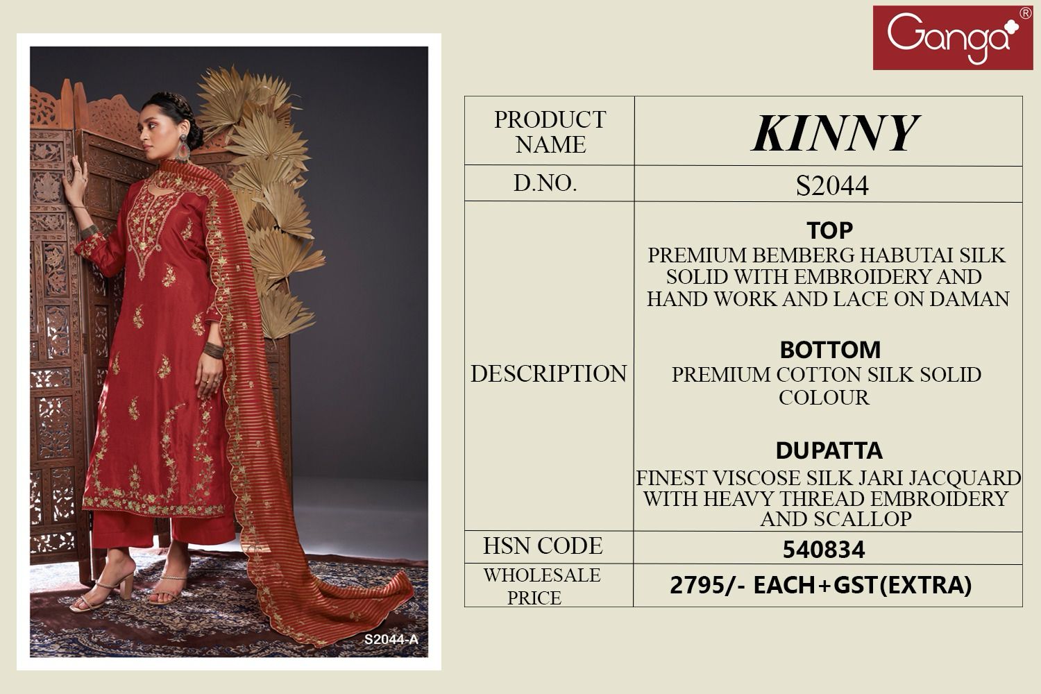 Kinny 2044 Ganga Silk Plazzo Style Suits