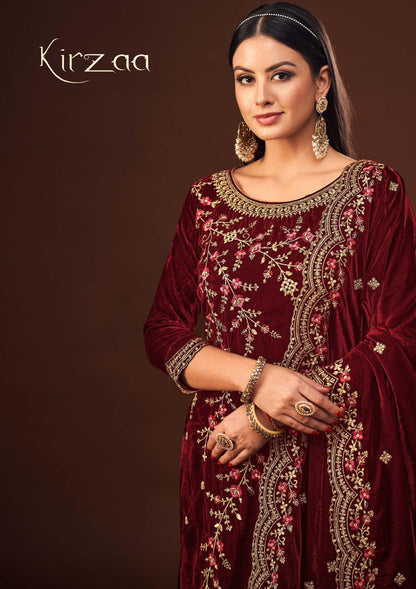 Kirzaa Sargam Prints Fancy Velvet Suits