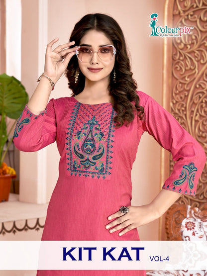 Kit Kat Vol 4 Colour Pix Rayon Straight Cut Kurtis