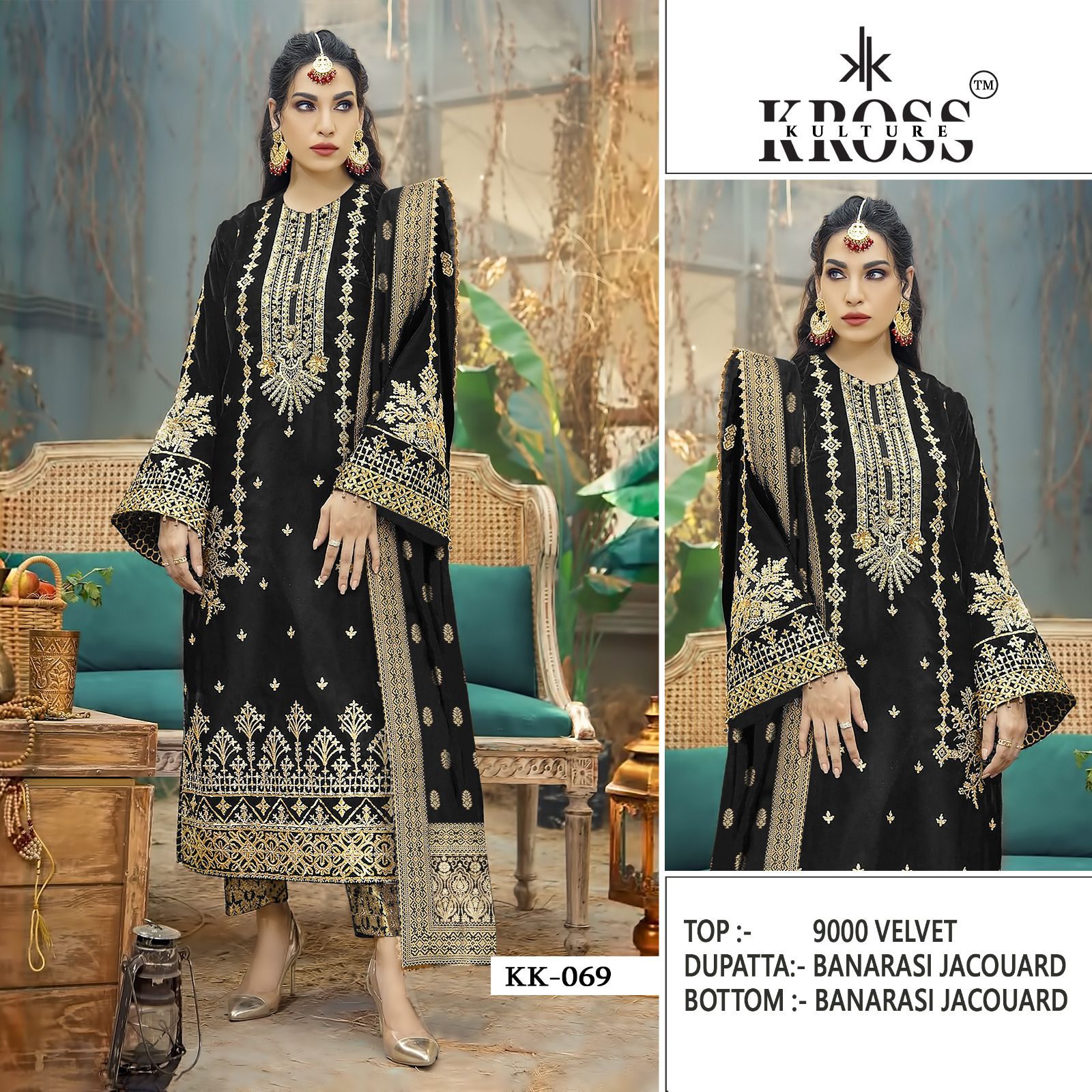 Kk-69 Kross Kulture Velvet Pakistani Salwar Suits