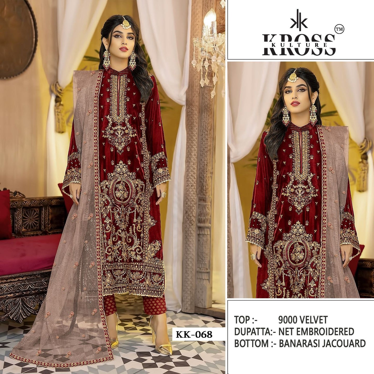 Kk 68 Kross Kulture Velvet Pakistani Salwar Suits