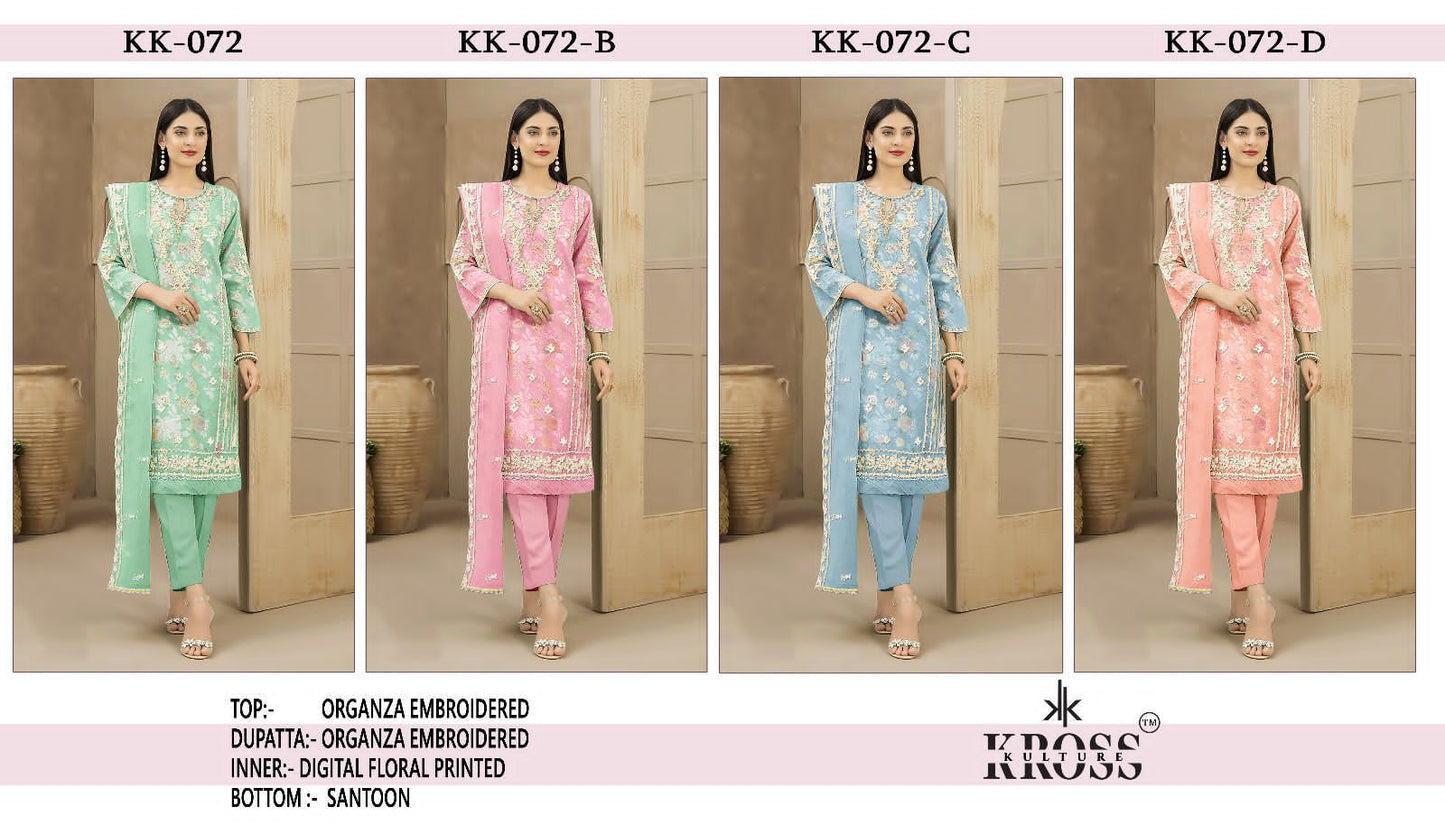 Kk 72 Kross Kulture Organza Pakistani Salwar Suits