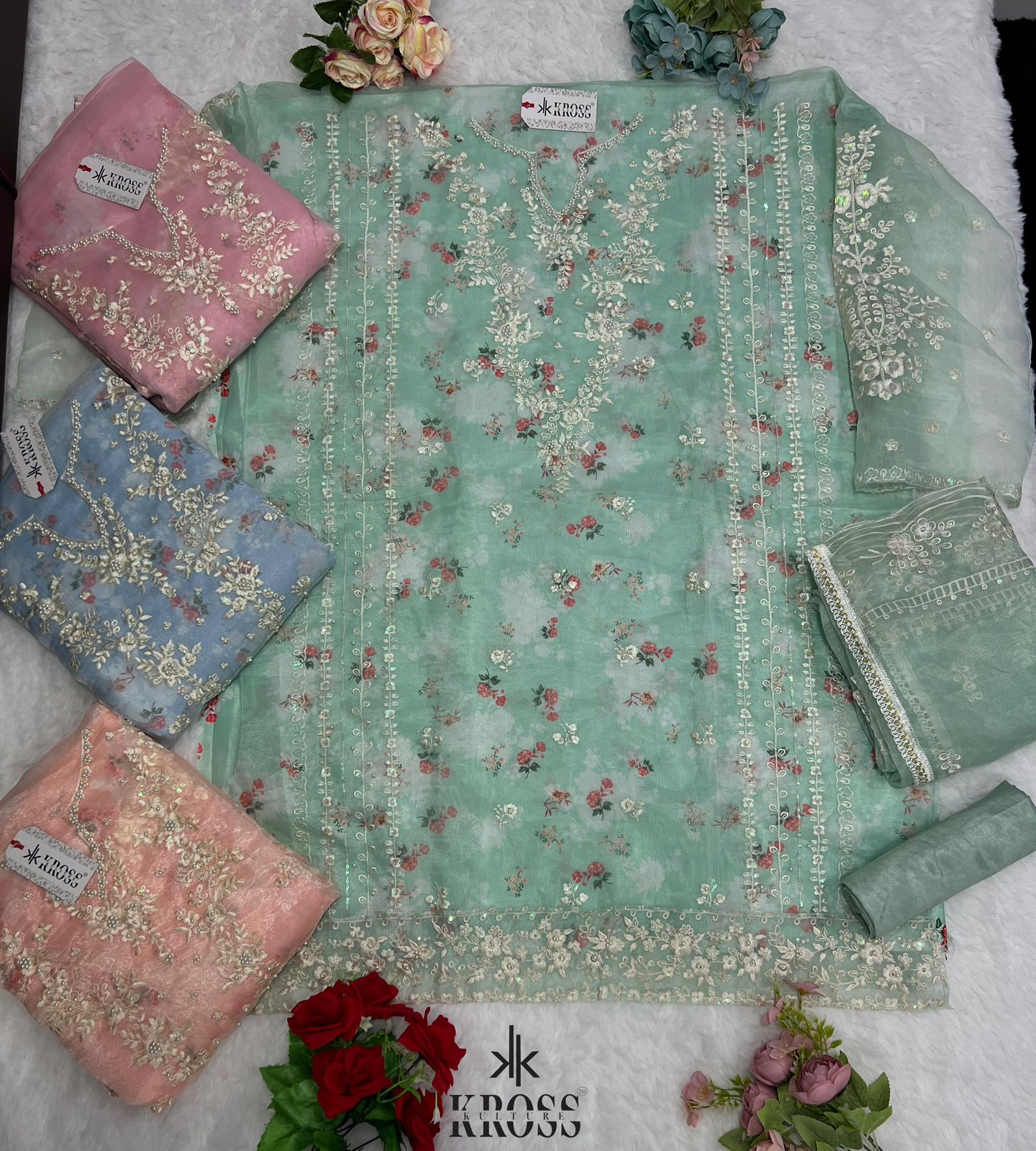 Kk 72 Kross Kulture Organza Pakistani Salwar Suits