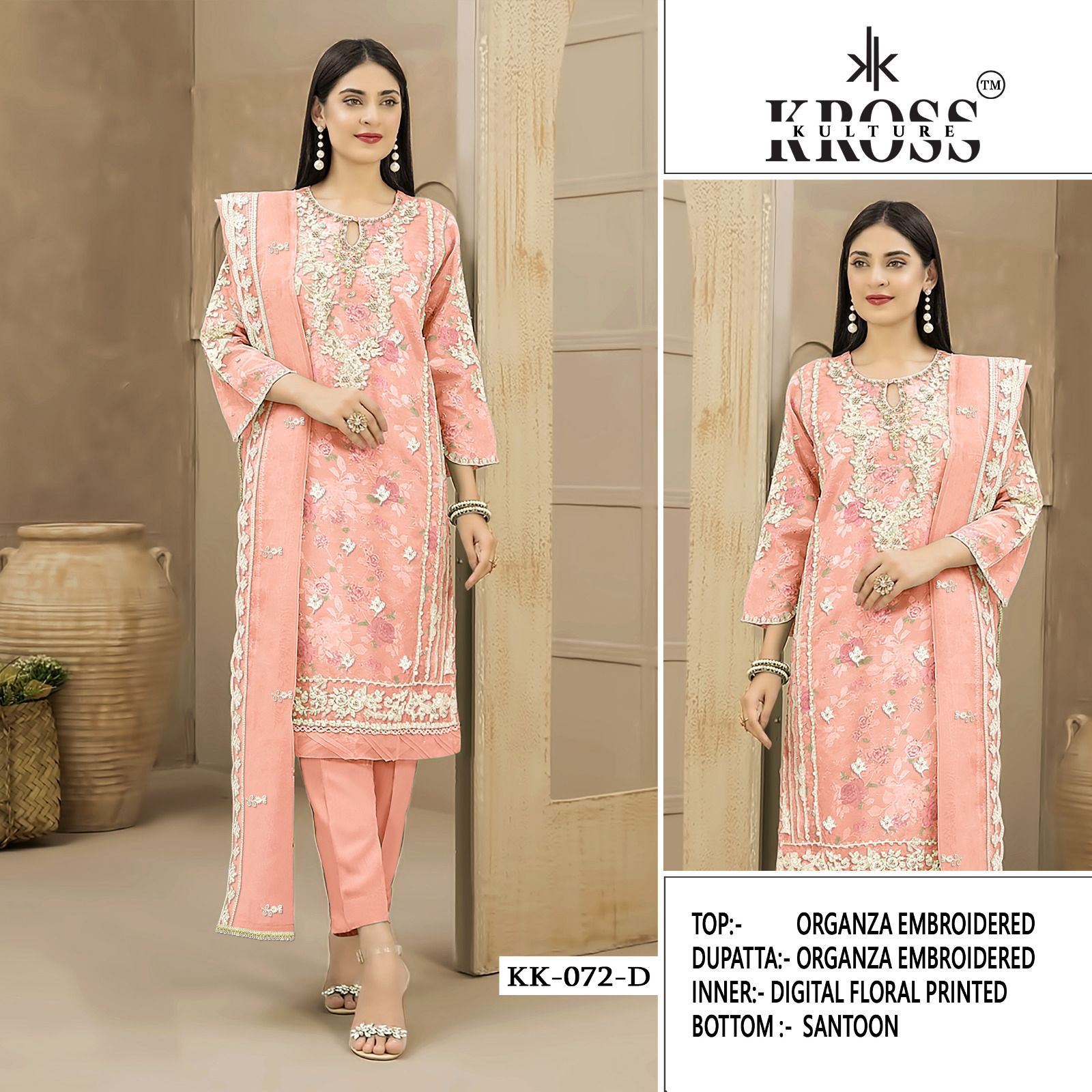 Kk 72 Kross Kulture Organza Pakistani Salwar Suits