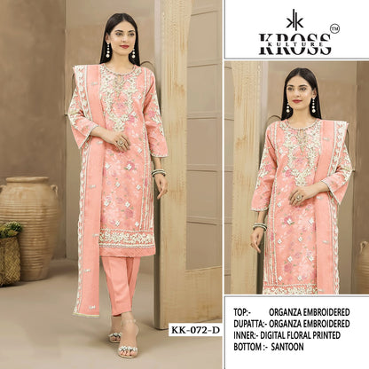Kk 72 Kross Kulture Organza Pakistani Salwar Suits
