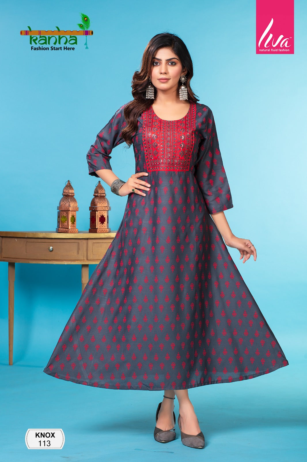 Knox Kanha Rayon Anarkali Kurtis
