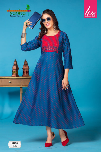 Knox Kanha Rayon Anarkali Kurtis