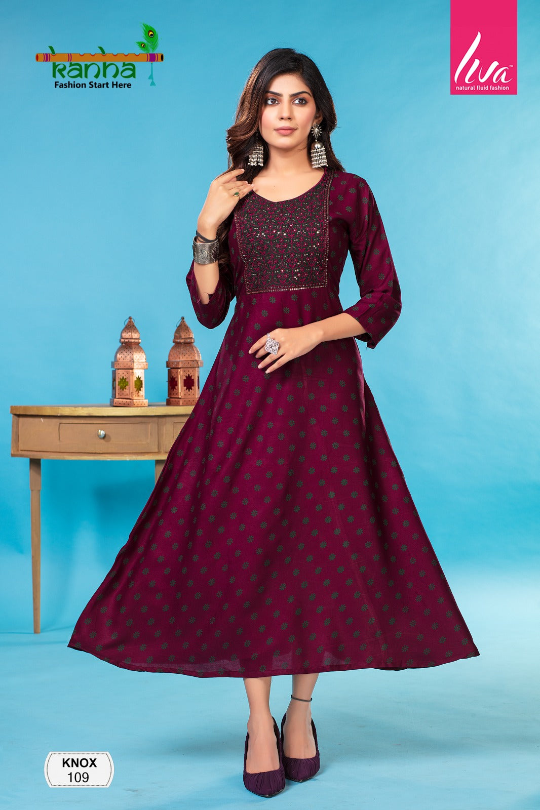 Knox Kanha Rayon Anarkali Kurtis