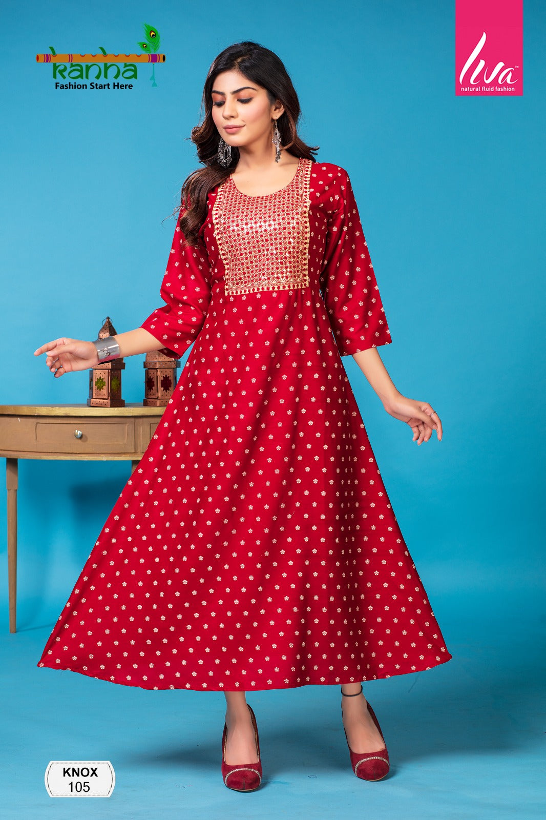 Knox Kanha Rayon Anarkali Kurtis