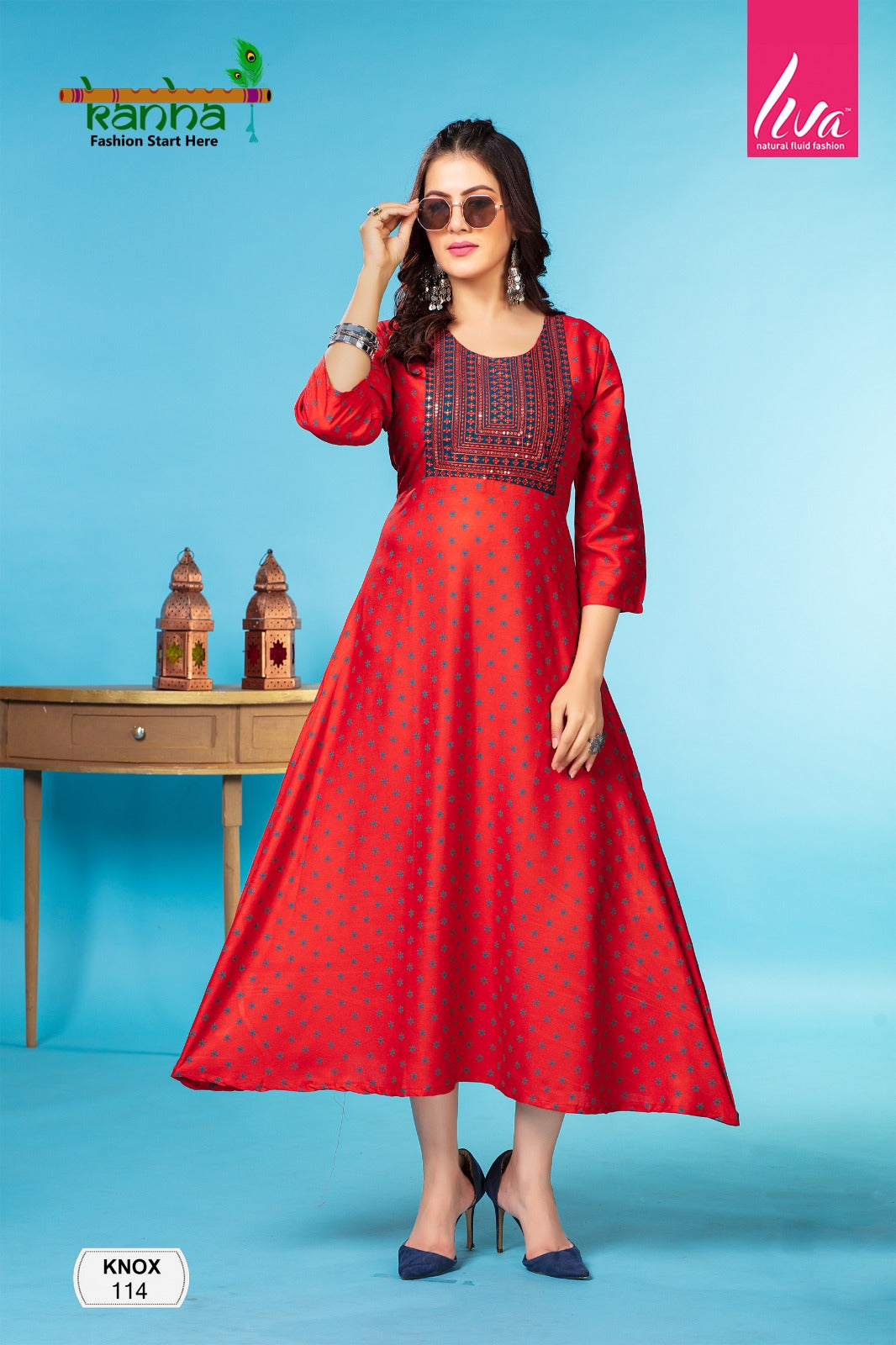 Knox Kanha Rayon Anarkali Kurtis