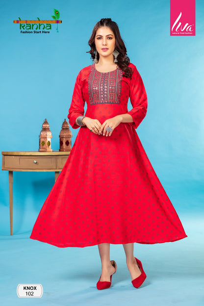Knox Kanha Rayon Anarkali Kurtis